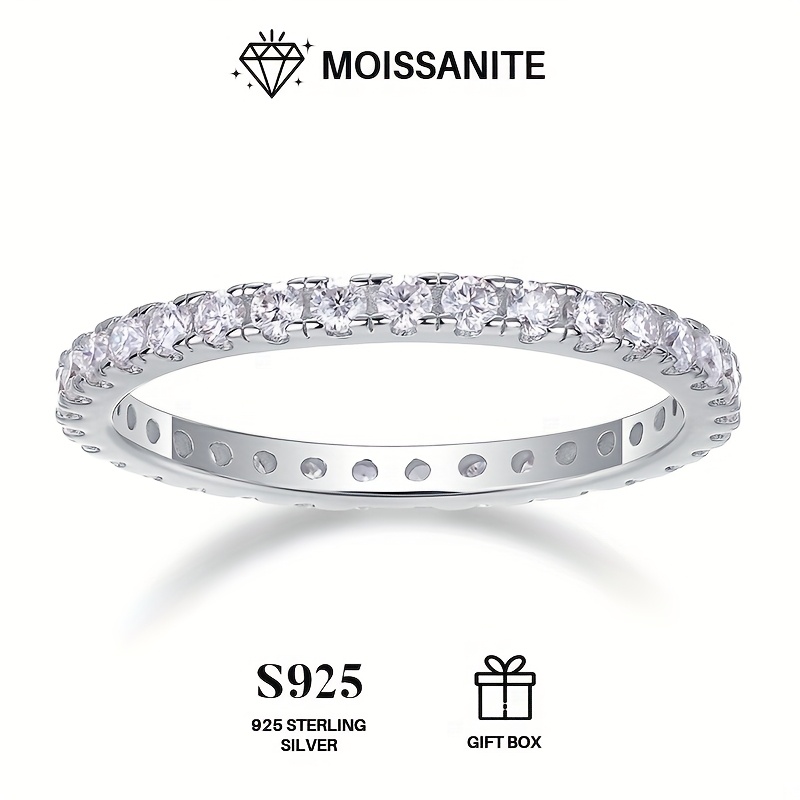 Moissanite Ring 925 Sterling Silver Wedding Bands for Men and Women